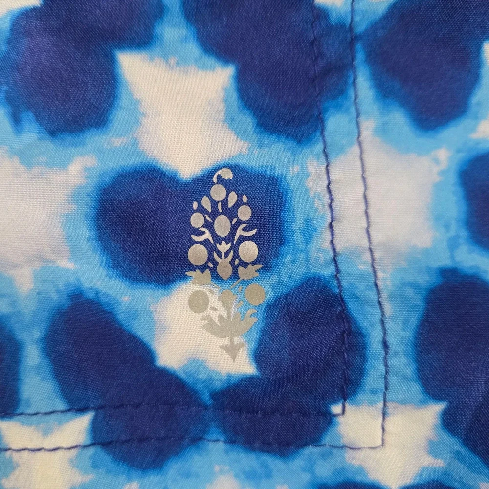 Free People Movement Blue Combo Print Lined High Rise Running Shorts Size Large